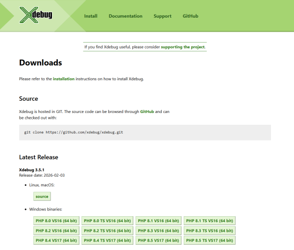 Xdebugダウンロード画像